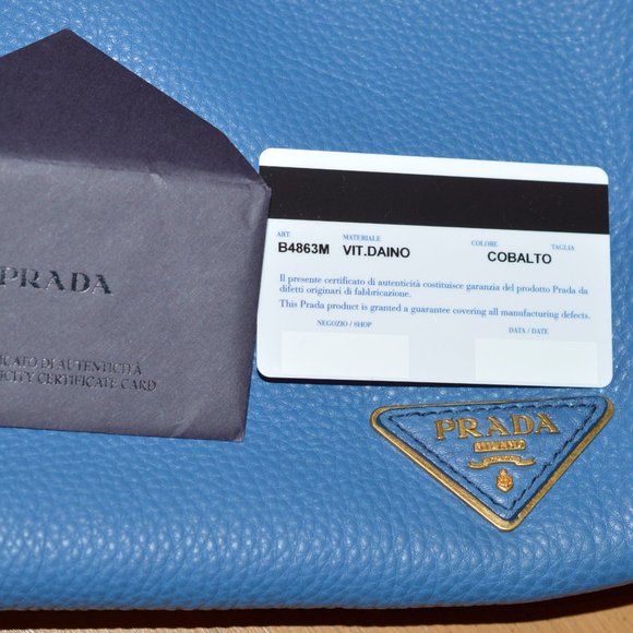 Prada Vitello Daino Cobalto Blue Leather Tote Shoulder Bag B4863M $1640 w Cards - Picture 10 of 15